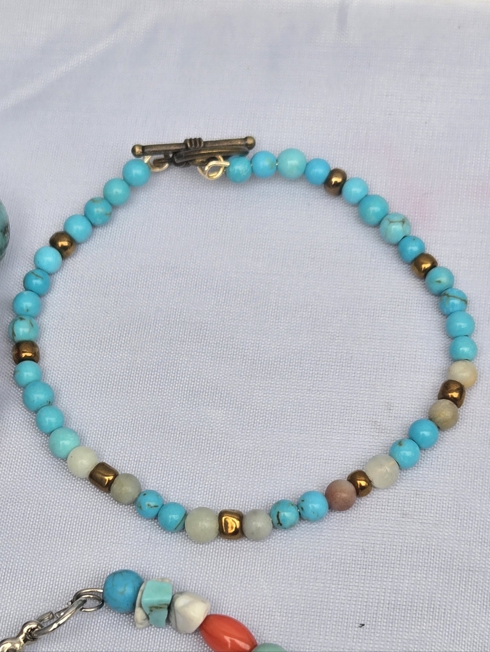 Turquoise & Amazonite Stacker Bracelet | 4mm Beaded Gemstone Bracelet |